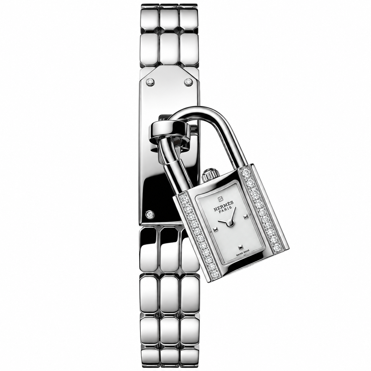 Hermès Kelly Silver Diamond-Set Watch