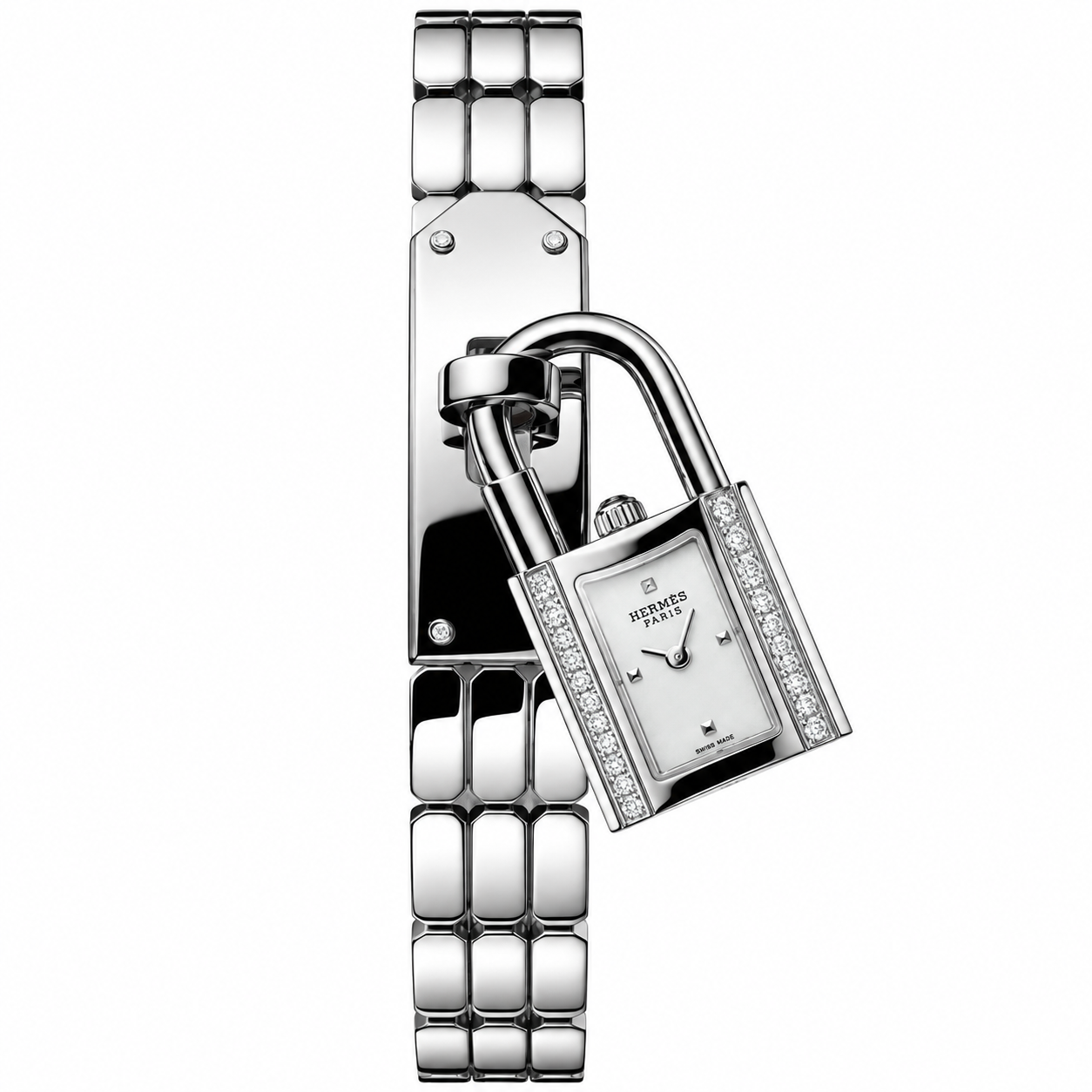 Hermès Kelly Silver Diamond-Set Watch