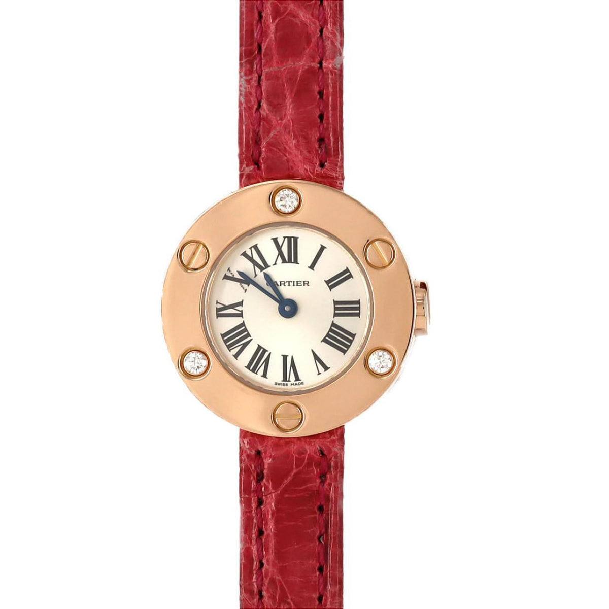 Cartier Love Rose Gold Red Strap Watch